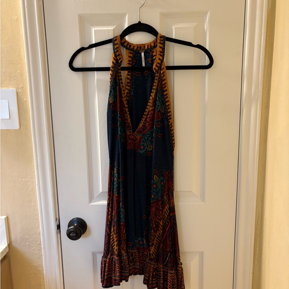 Free People Bohemian Multicolor Halter Dress